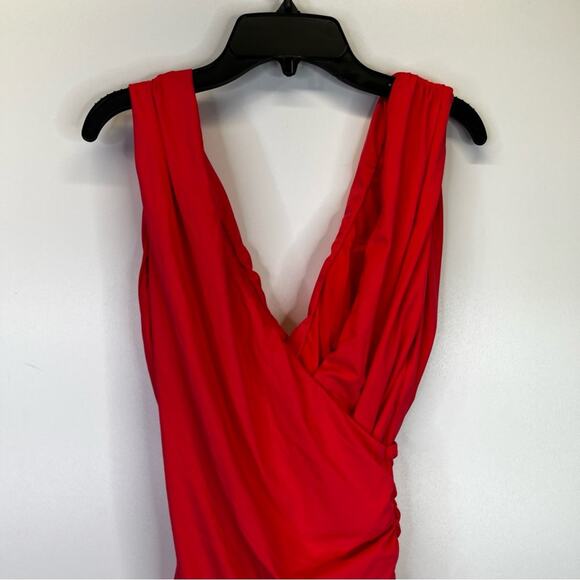 Vince Camuto Shirred Surplice One Piece swimsuit watermelon - 8 - Picture 10 of 14